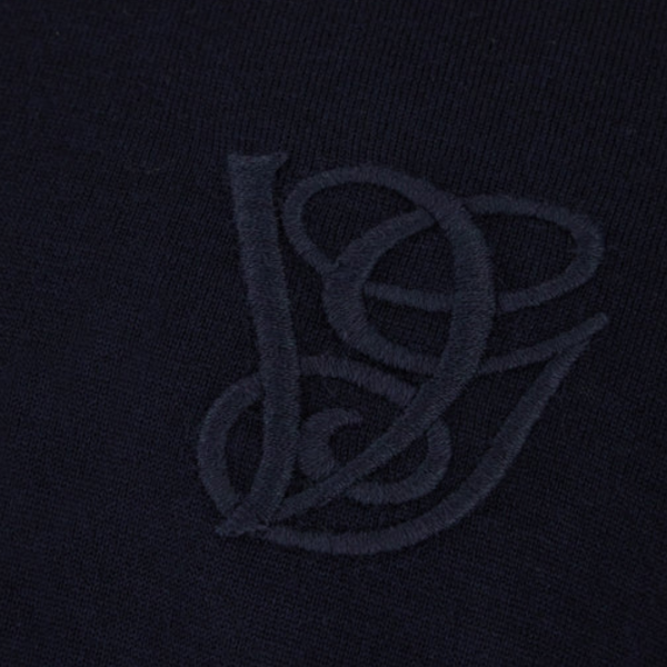 Pull col rond laine VALENTINO bleu marine VLogo signature poitrine