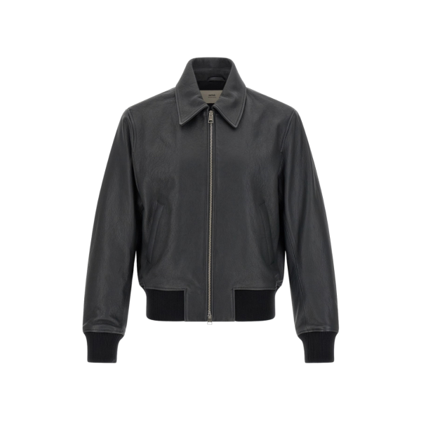 Blouson  aviateur bomber AMI Paris cuir gris