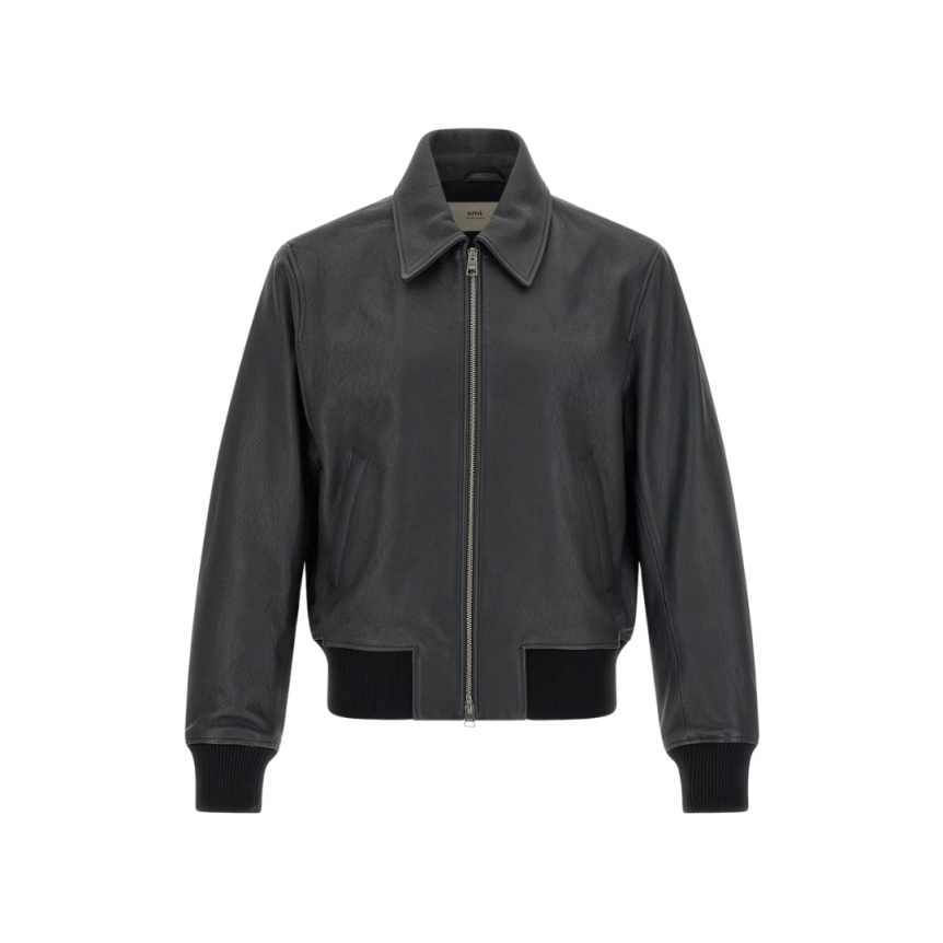 Blouson  aviateur bomber AMI Paris cuir gris
