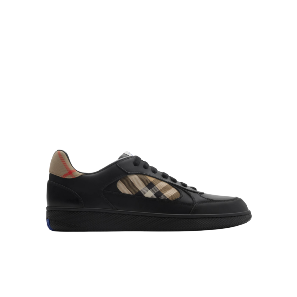 Basket basse Sneaker BURBERRY Terrace cuir noir bowling Check beige