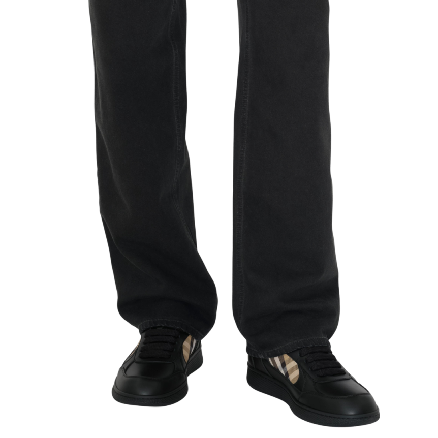 Basket basse Sneaker BURBERRY Terrace cuir noir bowling Check beige