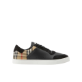 Basket basse Sneaker Stevie cuir noir talon Check beige