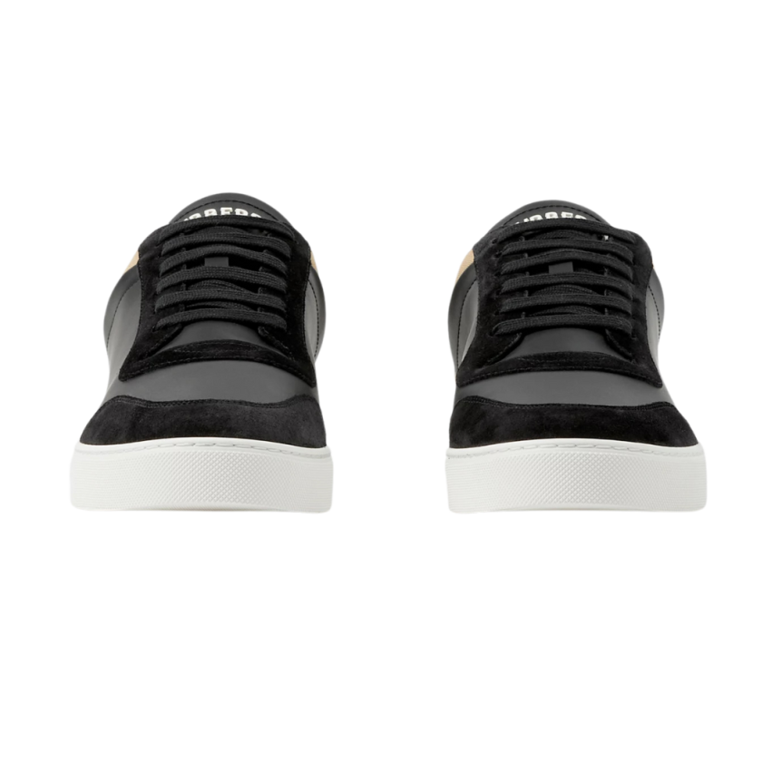 Basket basse BURBERRY Sneaker Stevie cuir noir talon Check beige