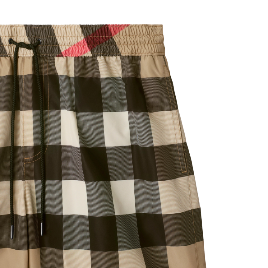 short de bain à cordon Guildes carreaux Burberry Check beige