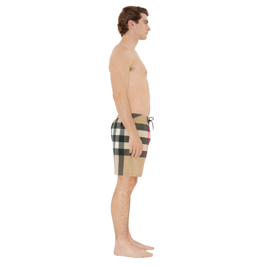 short de bain à cordon Guildes carreaux Burberry Check beige