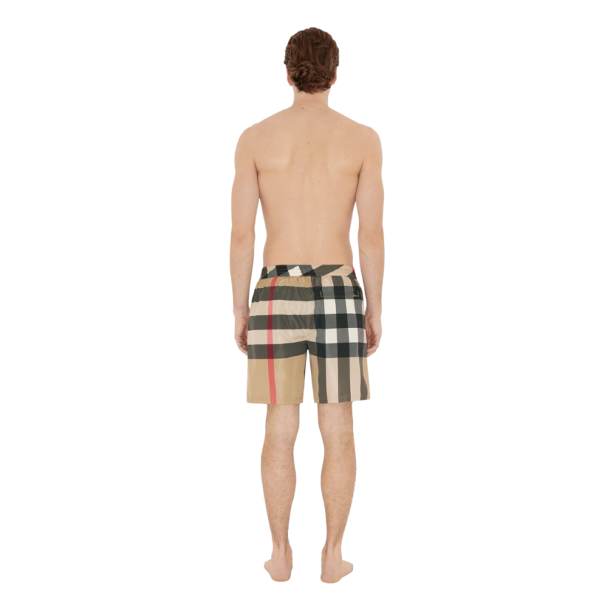 short de bain à cordon Guildes carreaux Burberry Check beige