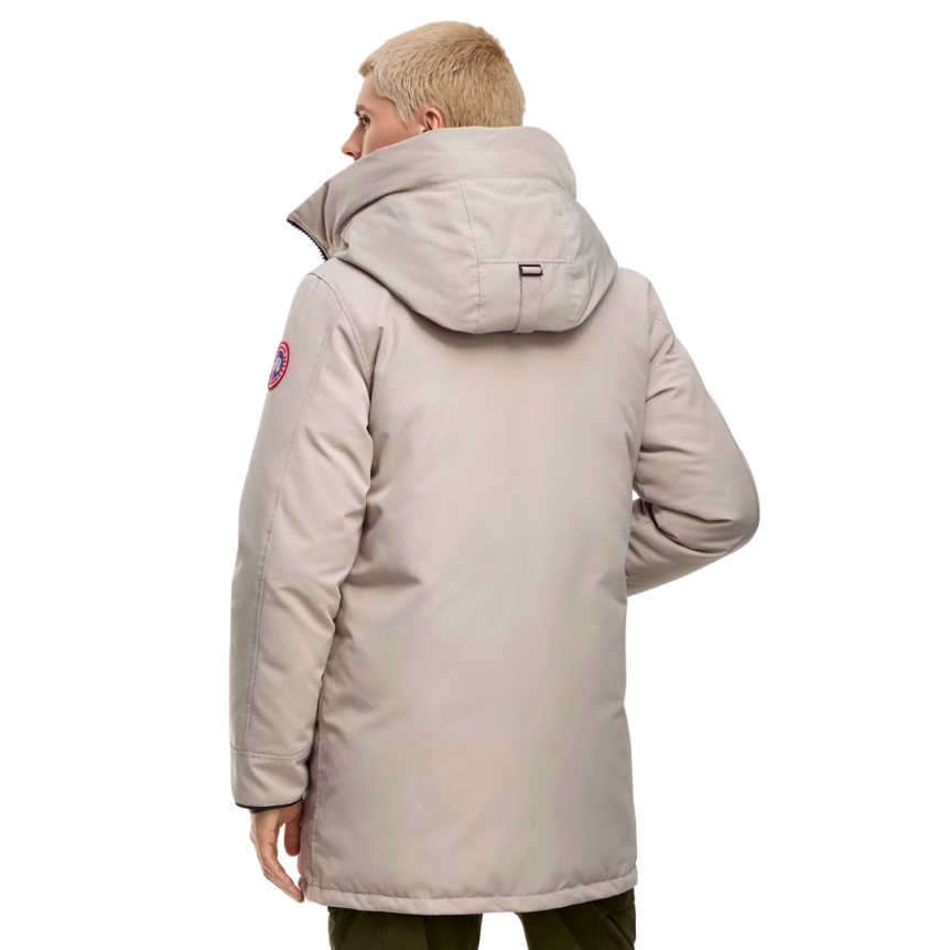 Parka capuche CANADA GOOSE Langford laine beige logo noir