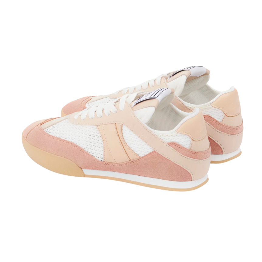 Basket basse CHLOE Kick resille cuir velours rose poudré