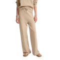 Pantalon ample laine mérinos beige taille élastique cordon