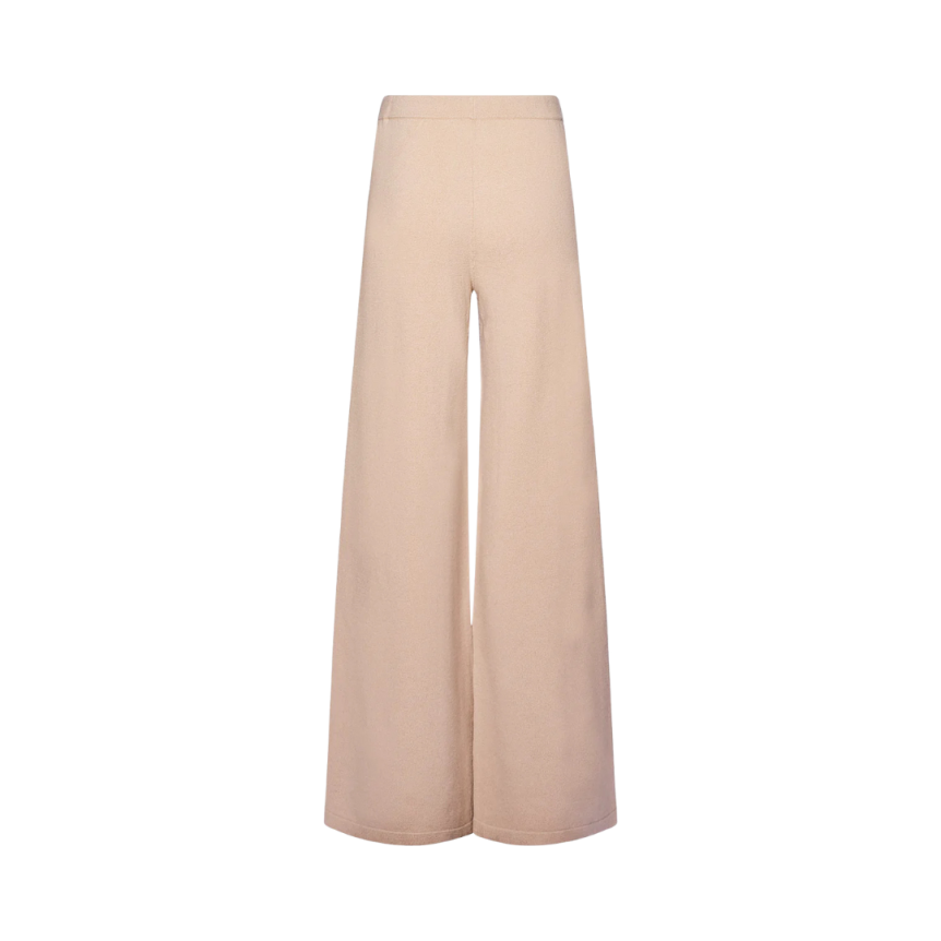 Pantalon ample YVES SALOMON laine mérinos beige taille élastique cordon