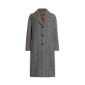Manteau long boutons laine chevrons gris