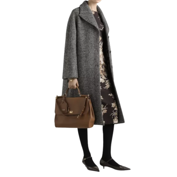 Manteau long DOLCE & GABBANA boutons laine chevrons gris