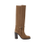 Bottes à talon cuir daim marron clair sangle Monile