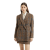 Veste blazer soie Crispy broderie Prince de Galles brillante marron gris