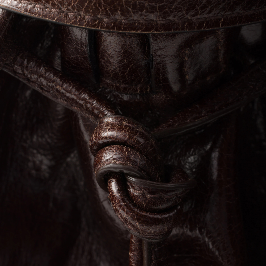 Sac Cabas PRADA Bonnie cuir marron foncé brillant