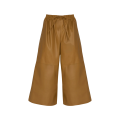 Jupe culotte cuir agneau camel jaune cordon taille élastique
