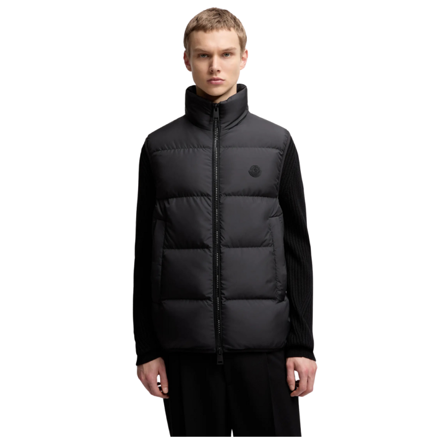 Gilet doudoune sans manches MONCLER Gabas zippé nylon noir mat