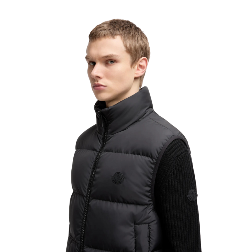Gilet doudoune sans manches MONCLER Gabas zippé nylon noir mat