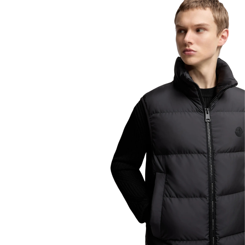 Gilet doudoune sans manches MONCLER Gabas zippé nylon noir mat