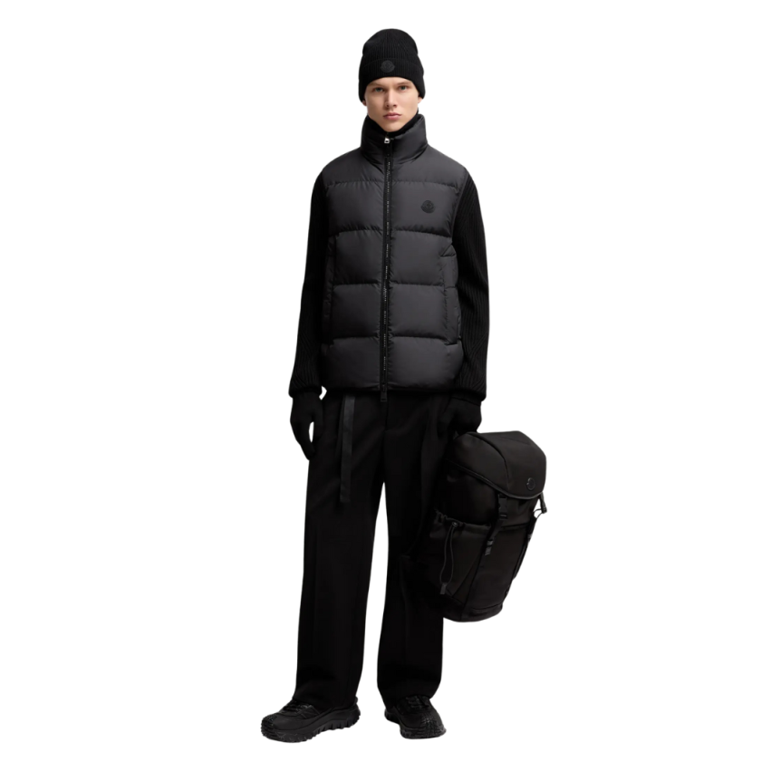 Gilet doudoune sans manches MONCLER Gabas zippé nylon noir mat