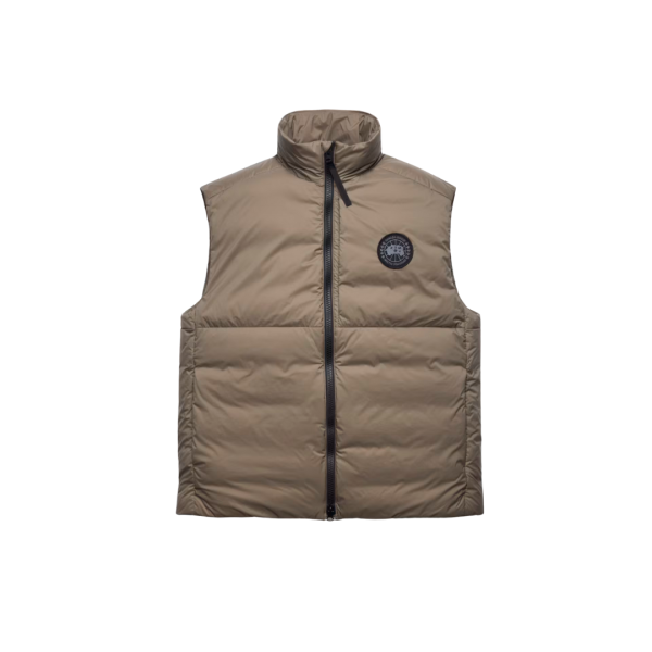 Gilet doudoune sans manche CANADA GOOSE Lodge nylon ripstop taupe logo noir