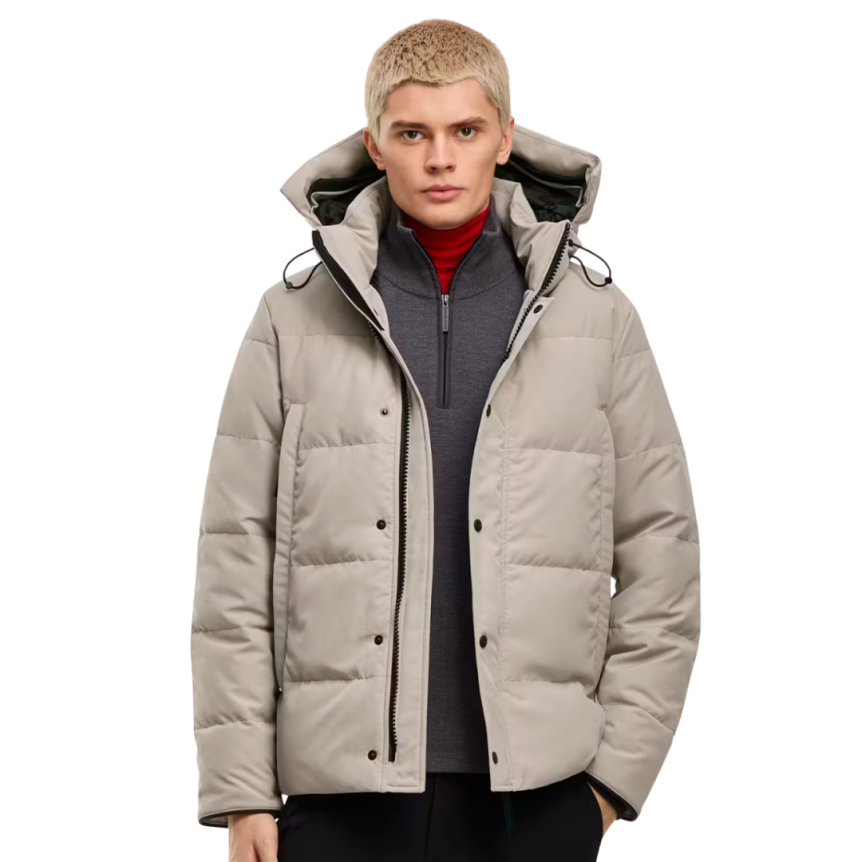 Parka CANADA GOOSE Wyndham capuche amovible nylon matelassé beige black label