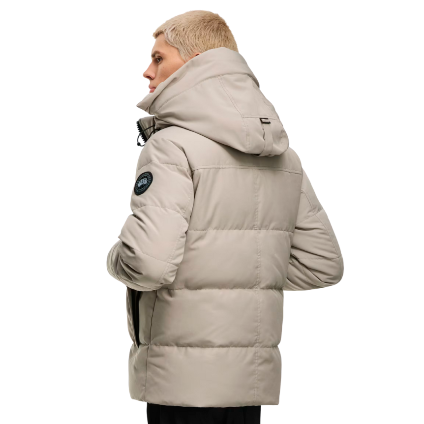 Parka CANADA GOOSE Wyndham capuche amovible nylon matelassé beige black label