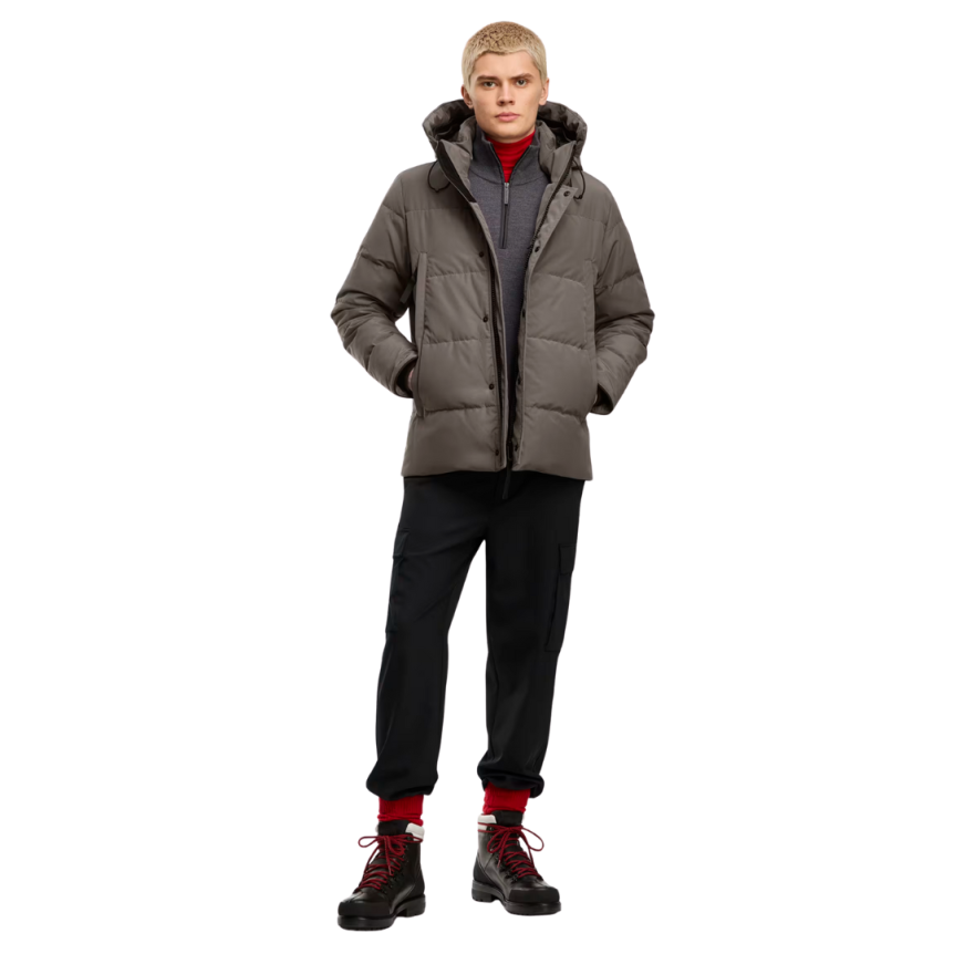 Parka CANADA GOOSE Wyndham capuche amovible nylon matelassé gris black label