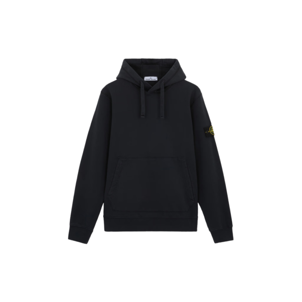 Sweat-shirt à capuche STONE ISLAND en molleton de coton bio bleu marine