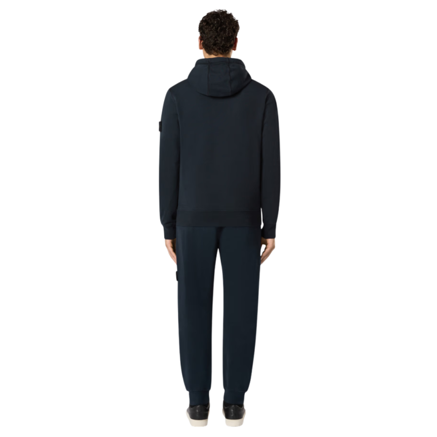 Sweat-shirt à capuche STONE ISLAND en molleton de coton bio bleu marine