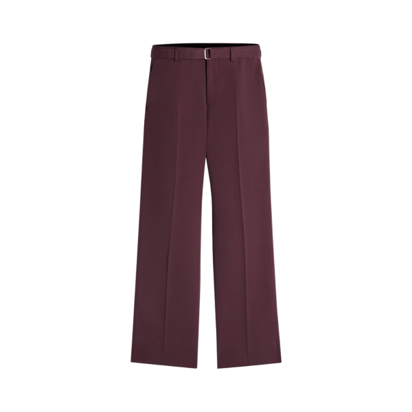 Pantalon droit LANVIN laine bordeaux ceinture