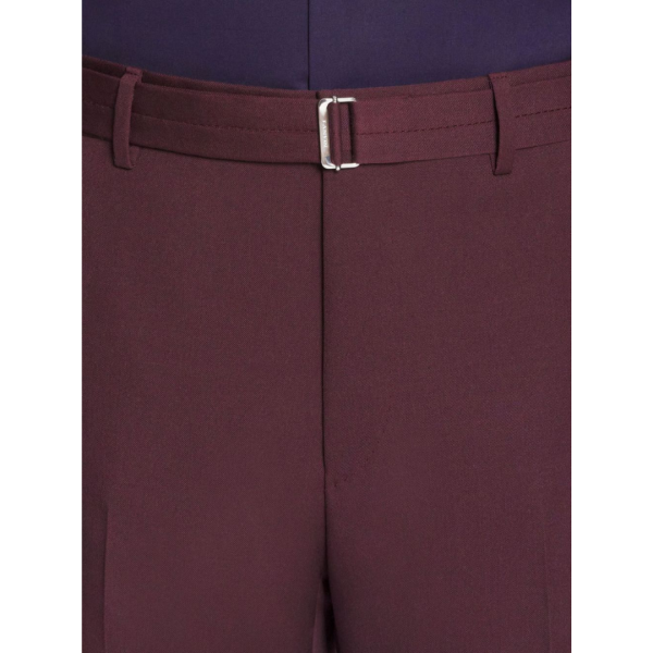 Pantalon droit LANVIN laine bordeaux ceinture