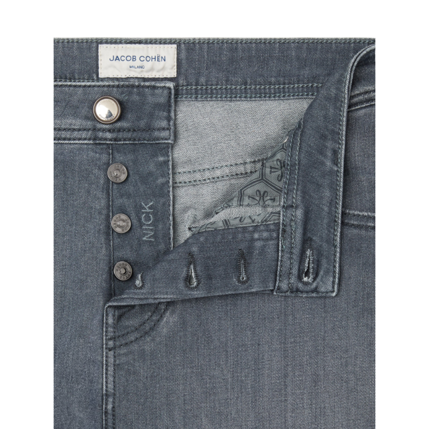 Jean slim 5 poches JACOB COHEN Nick denim super extensible gris foncé