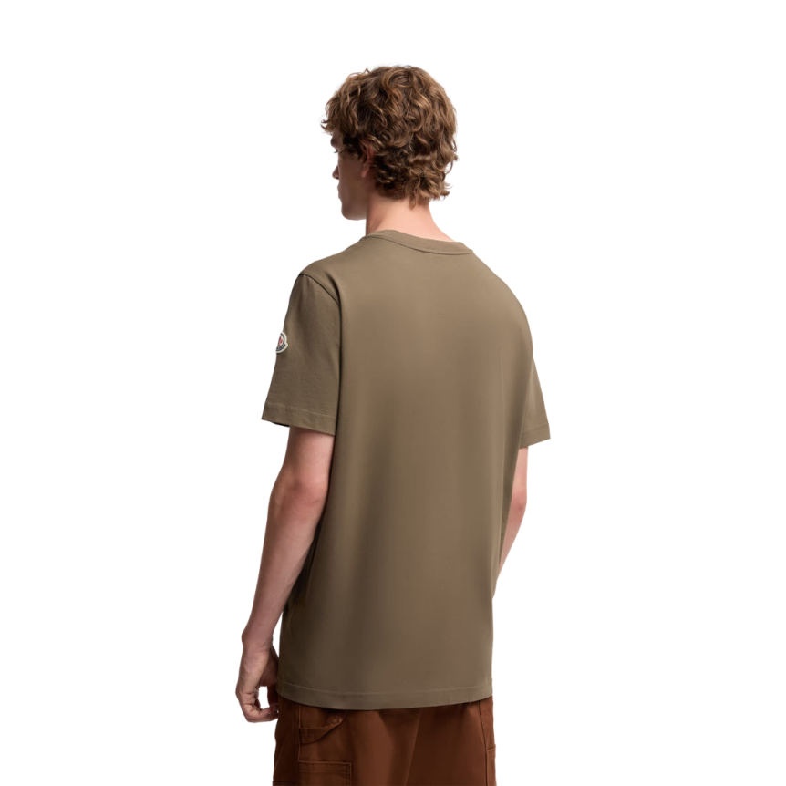 T-shirt col rond MONCLER jersey coton écru logo monogramme