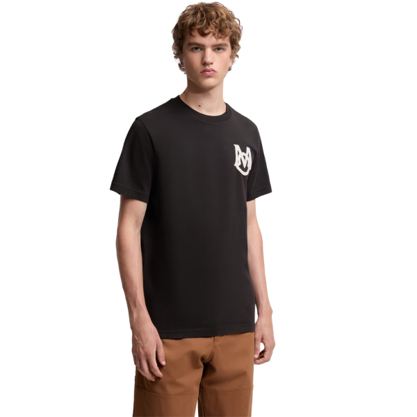 T-shirt col rond MONCLER jersey coton noir logo monogramme