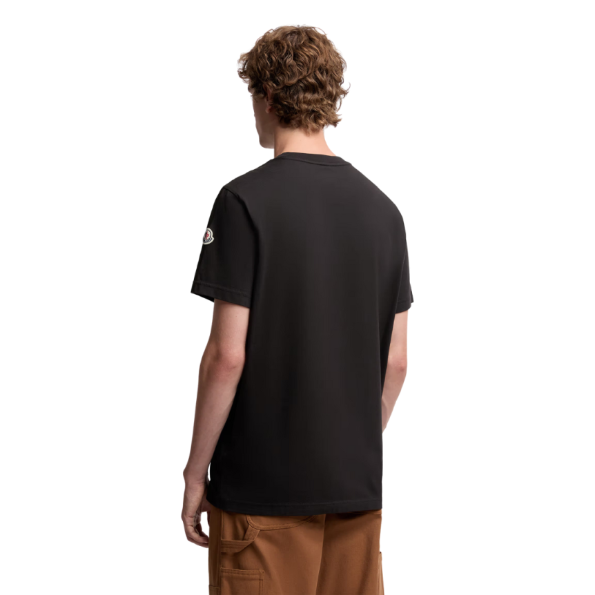 T-shirt col rond MONCLER jersey coton noir logo monogramme