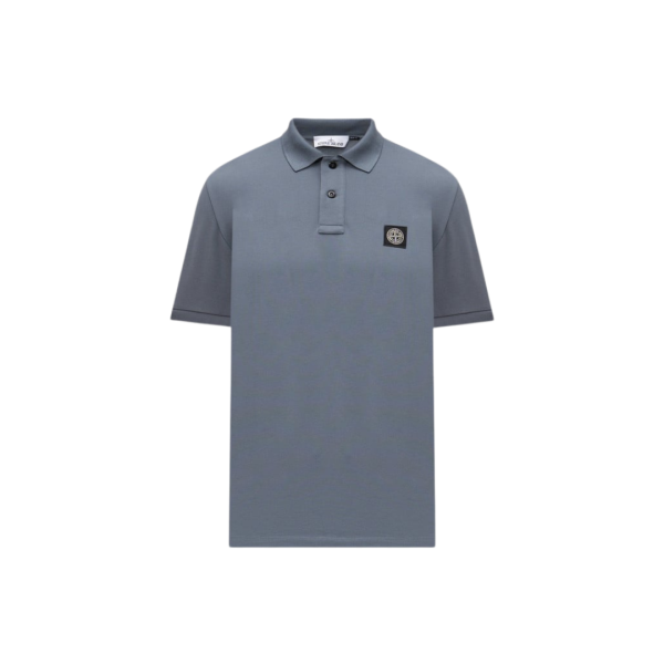 Polo manche courte STONE ISLAND slim coton gris écusson Compass
