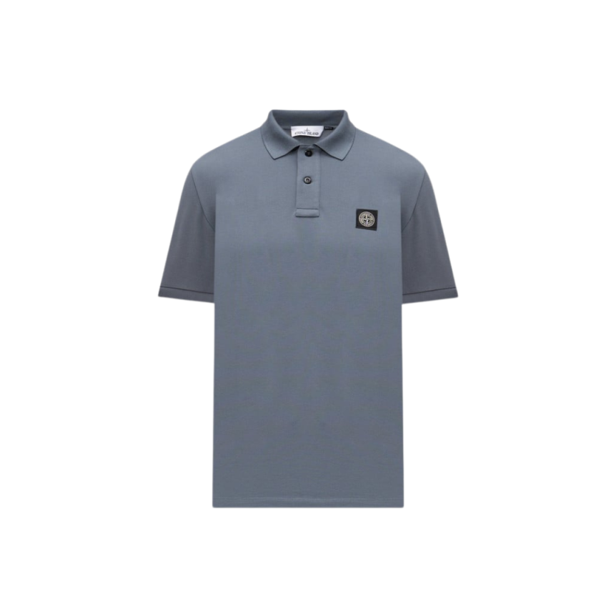 Polo manche courte STONE ISLAND slim coton gris écusson Compass
