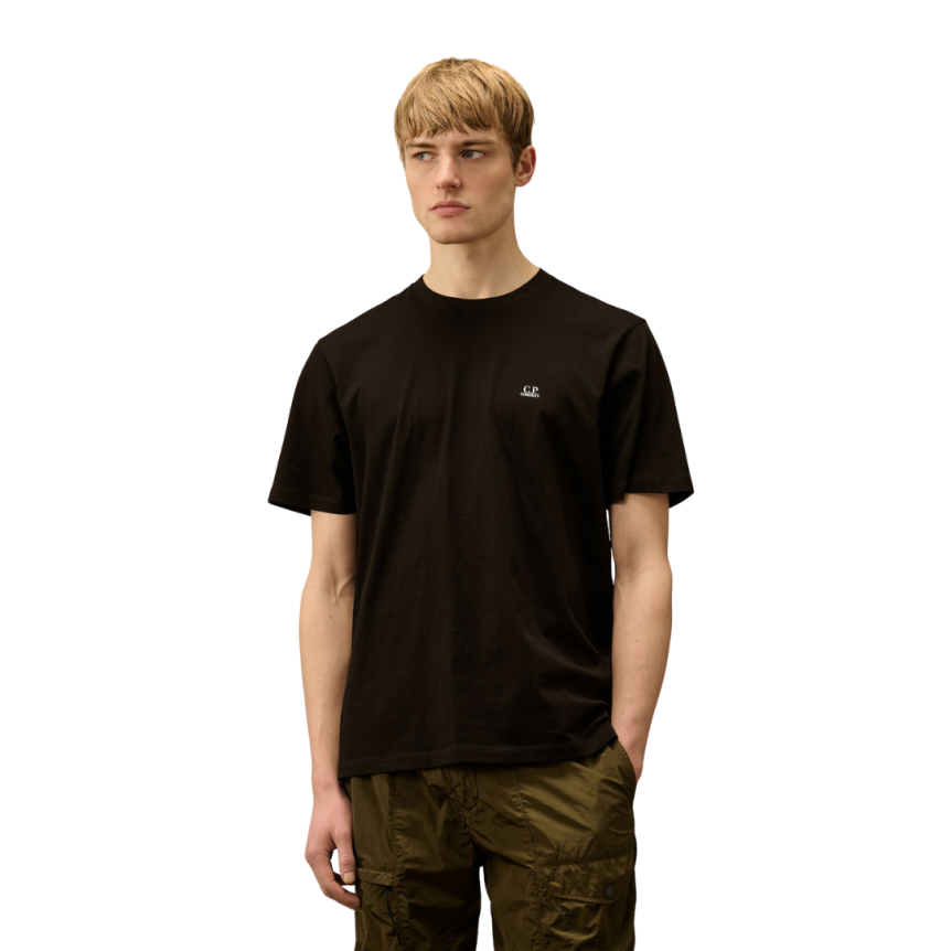 T-shirt col rond CP COMPANY coton noir capuche goggle dos