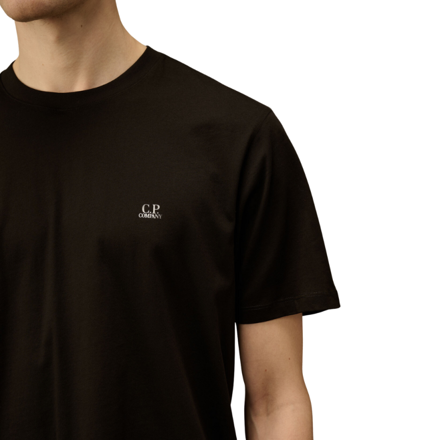 T-shirt col rond CP COMPANY coton noir capuche goggle dos