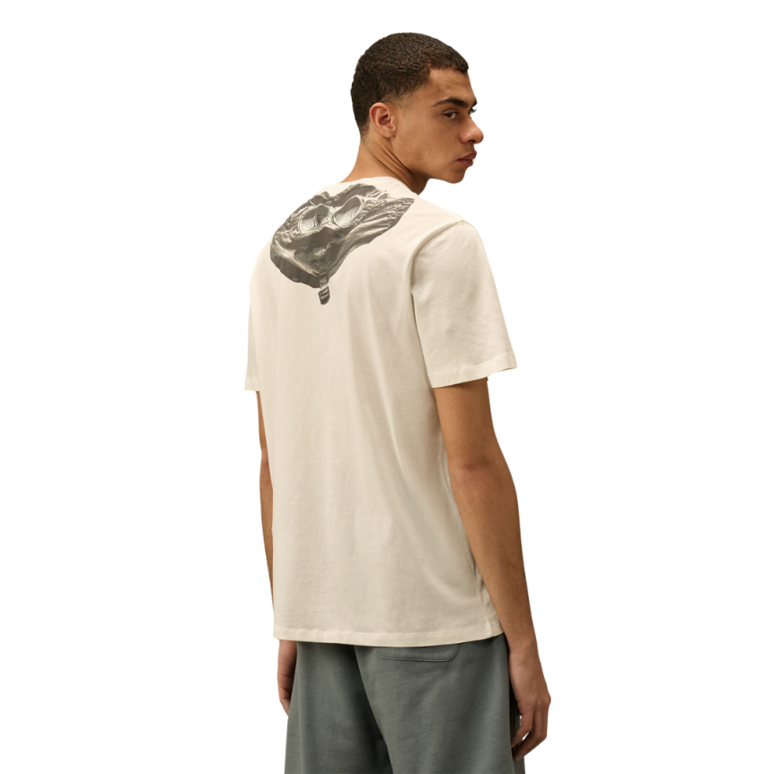 T-shirt col rond CP COMPANY coton blanc capuche goggle dos