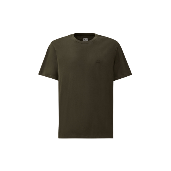 T-shirt col rond CP COMPANY coton gris anthracite imprimé capuche lunettes dos