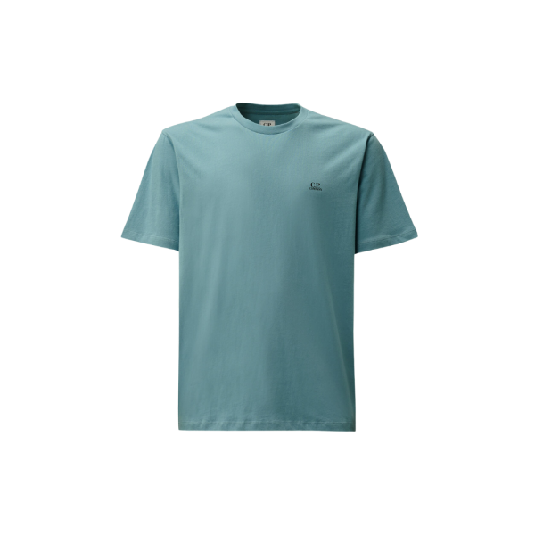 T-shirt col rond CP COMPANY coton bleu océan imprimé capuche lunettes dos