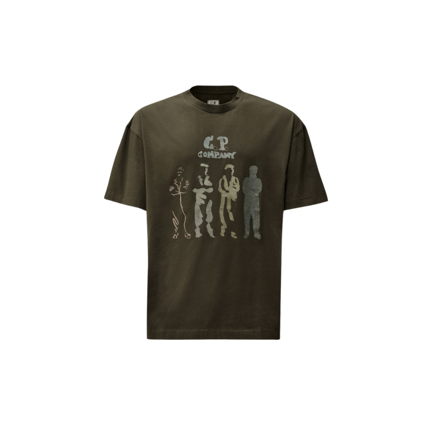 CP COMPANY T-shirt col rond coton gris anthracite 4 marins britanniques