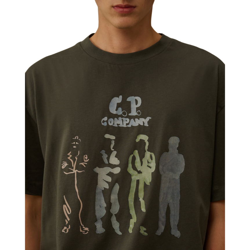 CP COMPANY T-shirt col rond coton gris anthracite 4 marins britanniques