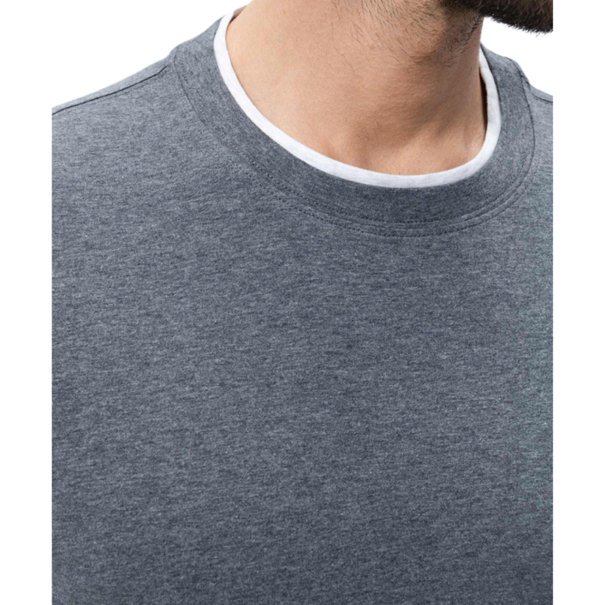 T-shirt ras du cou BRUNELLO CUCINELLI jersey coton gris elephant bord écru