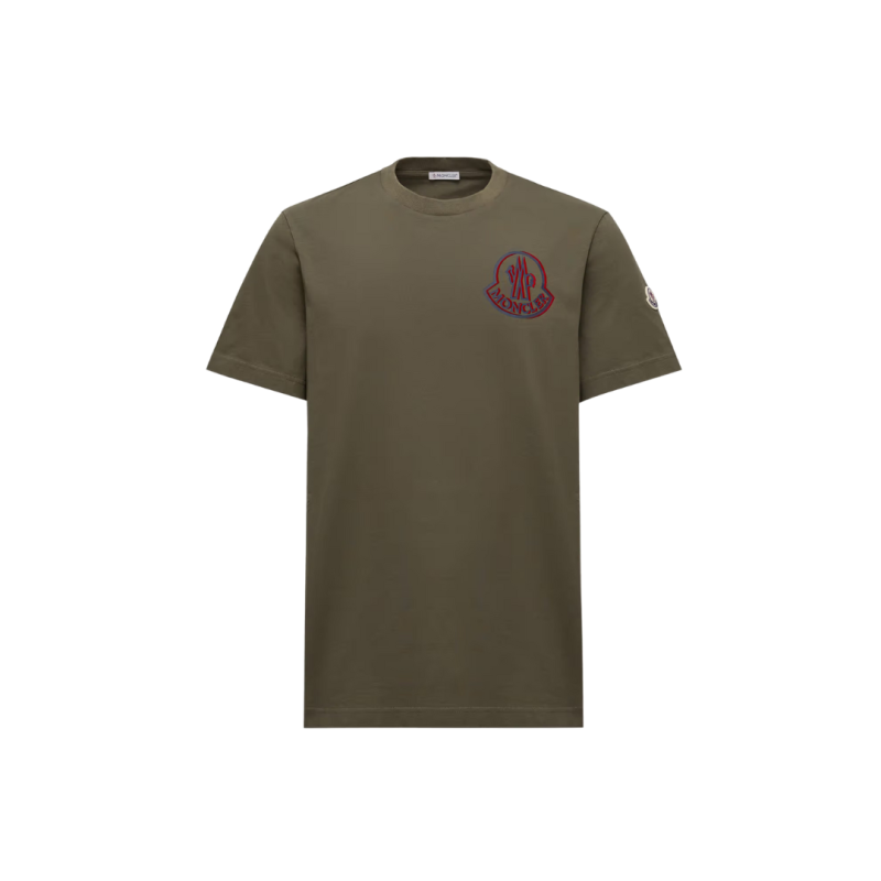 T-shirt col rond coton kaki...
