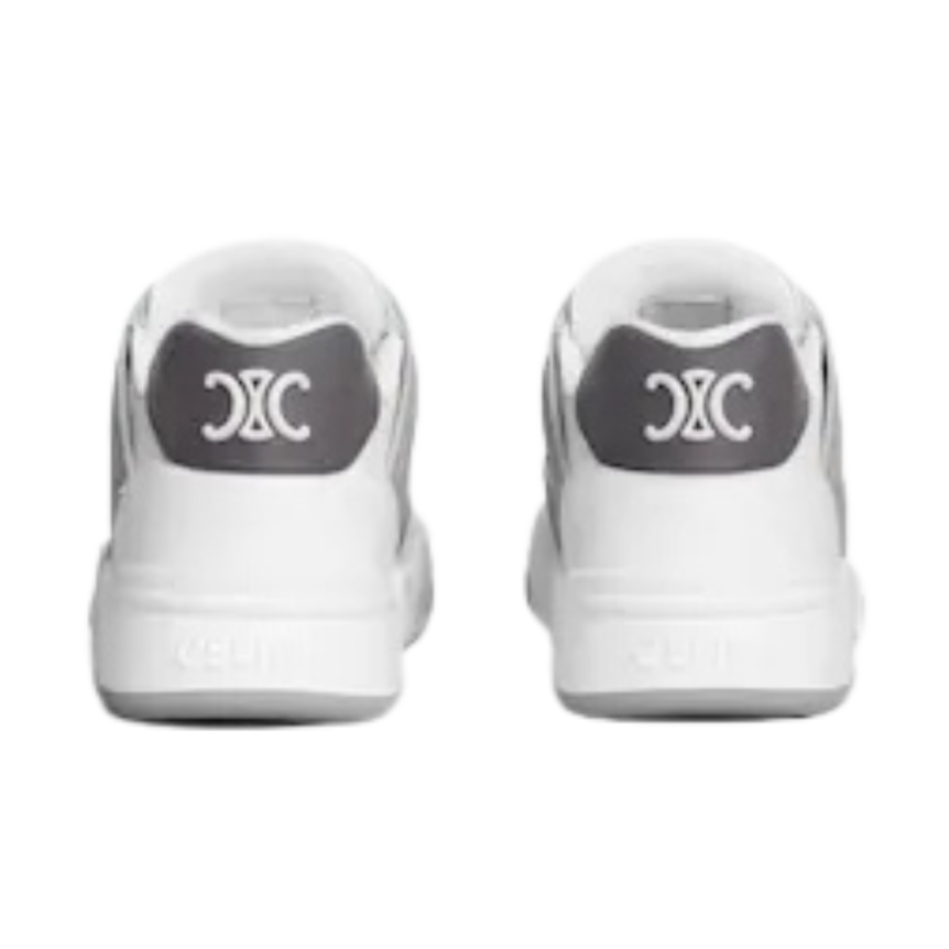 Baskets basses CELINE Trainer CT-09 cuir mesh blanc gris