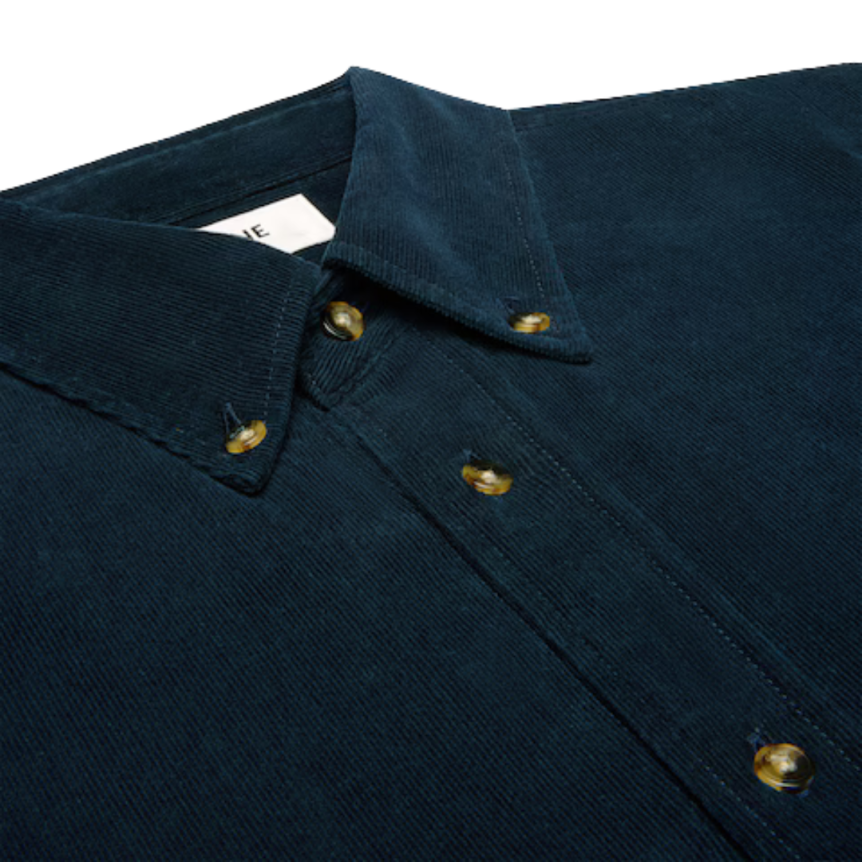 Surchemise large CELINE coton velours côtelé bleu marine poche poitrine