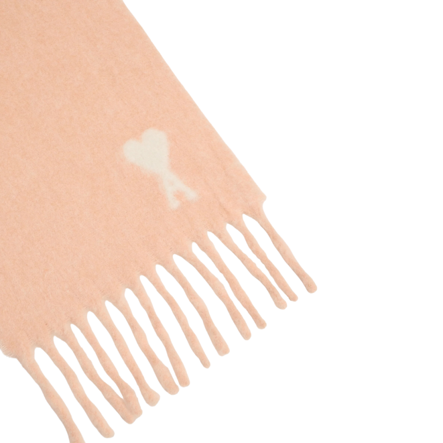 Echarpe oversize AMI Paris laine alpaga mélangé rose cœur blanc